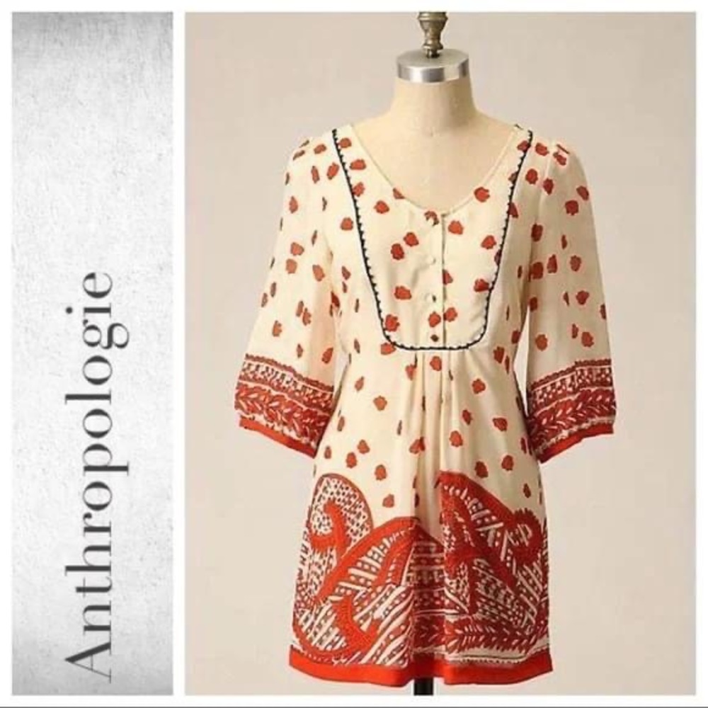 {Anthro} We Love Vera "Poppy Showers" Tunic - Picture 1 of 2